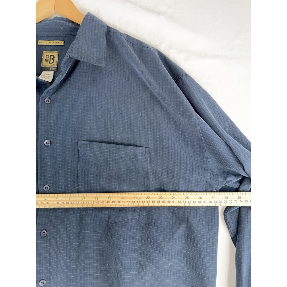 Bruno Shirt Mens 3X Big Gray Sueded Microfiber Long‎ Sleeve Button Front - Picture 3 of 7